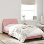 Estructura de cama con cabecero de terciopelo rosa 90x200 cm de , Camas y somieres - Ref: Foro24-373117, Precio: 118,88 €, De...