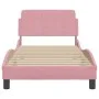 Pink velvet bed frame with headboard 90x200 cm by , Beds and slatted bases - Ref: Foro24-373117, Price: 120,40 €, Discount: %