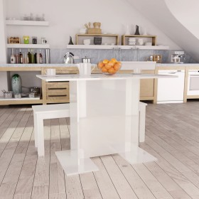 Mesa de comedor madera contrachapada blanco brillo