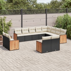 Garden sofa set 12 pieces with black synthetic rattan cushions by , Garden sets - Ref: Foro24-3260593, Price: 825,85 €, Disco...