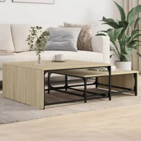 Stackable coffee tables 2 pieces in Sonoma oak wood and metal by , Coffee table - Ref: Foro24-845332, Price: 77,61 €, Discoun...
