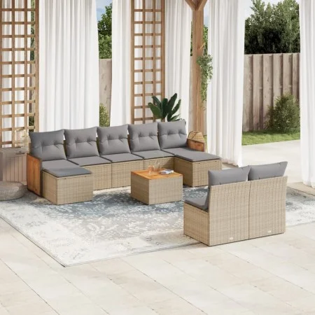Garden sofa set with beige cushions 10 pieces synthetic rattan by , Garden sets - Ref: Foro24-3260463, Price: 577,73 €, Disco...