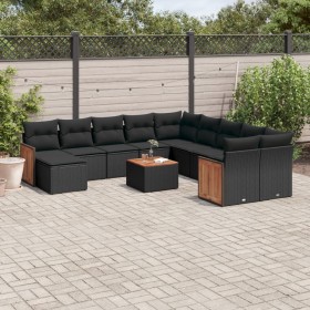 Gartensofa-Set 12-teilig mit schwarzen synthetischen Rattankissen von , Gartensets - Ref: Foro24-3260655, Preis: 753,89 €, Ra...