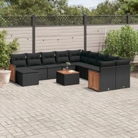 Gartensofa-Set 12-teilig mit schwarzen synthetischen Rattankissen von , Gartensets - Ref: Foro24-3260655, Preis: 757,65 €, Ra...