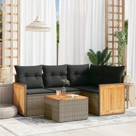 Gartensofa-Set mit Kissen, 5-teilig, graues synthetisches Rattan von , Gartensets - Ref: Foro24-3260023, Preis: 336,57 €, Rab...