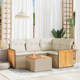 Garden sofa set with cushions 5 pieces beige synthetic rattan by , Garden sets - Ref: Foro24-3260021, Price: 376,98 €, Discou...