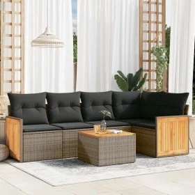 6-piece garden furniture set and gray synthetic rattan cushions by , Garden sets - Ref: Foro24-3260037, Price: 389,97 €, Disc...