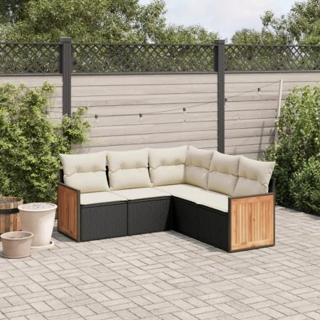 5-teiliges Gartenmöbel-Set und schwarze synthetische Rattankissen von , Gartensets - Ref: Foro24-3260040, Preis: 336,59 €, Ra...