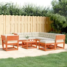 Gartenmöbel-Set 8-teilig mit wachsbraunen Kissen aus Kiefernholz von , Gartensets - Ref: Foro24-3216947, Preis: 981,73 €, Rab...