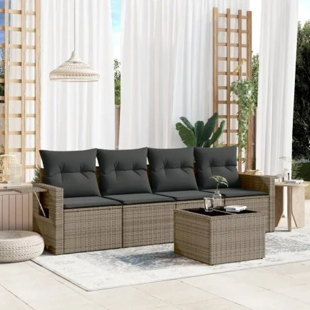 Garden sofa set with cushions 5 pieces gray synthetic rattan by , Garden sets - Ref: Foro24-3252227, Price: 315,22 €, Discoun...