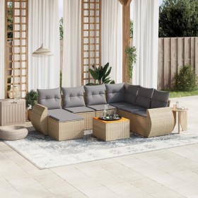 Gartensofa-Set mit beigen Kissen 8 Stück PE-Rattan von , Gartensets - Ref: Foro24-3257452, Preis: 510,55 €, Rabatt: %