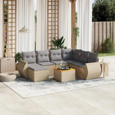Gartensofa-Set mit beigen Kissen 8 Stück PE-Rattan von , Gartensets - Ref: Foro24-3257452, Preis: 502,54 €, Rabatt: %