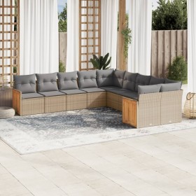 Gartensofa-Set mit beigen Kissen, 10-teilig, synthetisches Rattan von , Gartensets - Ref: Foro24-3260435, Preis: 616,56 €, Ra...