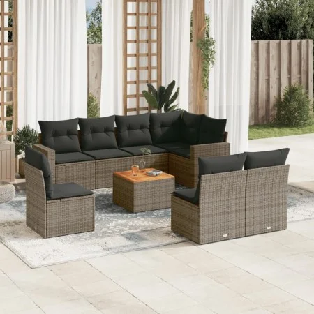 9-teiliges Gartenmöbel-Set und graue synthetische Rattankissen von , Gartensets - Ref: Foro24-3224163, Preis: 508,24 €, Rabat...