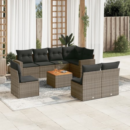 9-teiliges Gartenmöbel-Set und graue synthetische Rattankissen von , Gartensets - Ref: Foro24-3224163, Preis: 507,52 €, Rabat...