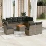 9-teiliges Gartenmöbel-Set und graue synthetische Rattankissen von , Gartensets - Ref: Foro24-3224163, Preis: 508,24 €, Rabat...