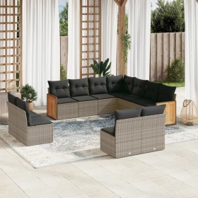 11-piece garden sofa set and gray synthetic rattan cushions by , Garden sets - Ref: Foro24-3260170, Price: 637,61 €, Discount: %