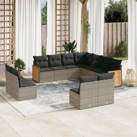 11-piece garden sofa set and gray synthetic rattan cushions by , Garden sets - Ref: Foro24-3260170, Price: 660,59 €, Discount: %