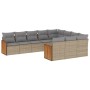 Gartensofa-Set mit beigen Kissen, 10-teilig, synthetisches Rattan von , Gartensets - Ref: Foro24-3260421, Preis: 616,56 €, Ra...