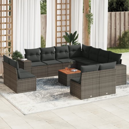 Set de sofás de jardín 12 pzas con cojines ratán sintético gris de , Conjuntos de jardín - Ref: Foro24-3257838, Precio: 731,8...