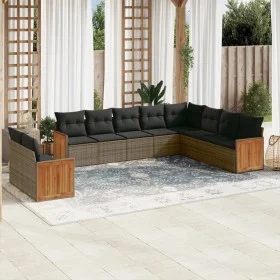 10-teilige Gartensofagarnitur mit grauen synthetischen Rattankissen von , Gartensets - Ref: Foro24-3260198, Preis: 666,12 €, ...