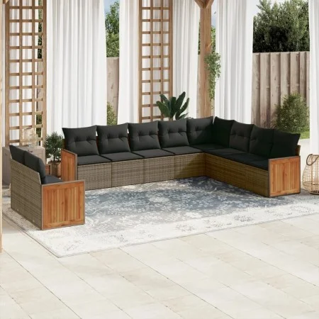 10-piece garden sofa set with gray synthetic rattan cushions by , Garden sets - Ref: Foro24-3260198, Price: 666,12 €, Discoun...