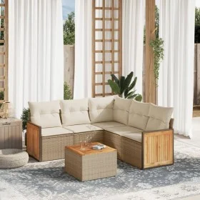 Garden sofa set with cushions 6 pieces beige synthetic rattan by , Garden sets - Ref: Foro24-3260049, Price: 427,96 €, Discou...