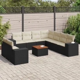 Garden sofa set 10 pieces with black synthetic rattan cushions by , Garden sets - Ref: Foro24-3225510, Price: 638,71 €, Disco...