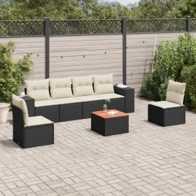 Set de comedor de jardín 7 pzas y cojines ratán sintético negro de , Conjuntos de jardín - Ref: Foro24-3225391, Precio: 398,4...