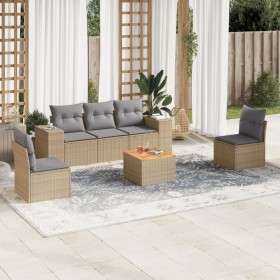 Garden sofa set with cushions 6 pieces beige synthetic rattan by , Garden sets - Ref: Foro24-3225387, Price: 362,67 €, Discou...