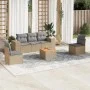 Garden sofa set with cushions 6 pieces beige synthetic rattan by , Garden sets - Ref: Foro24-3225387, Price: 365,83 €, Discou...