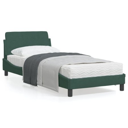 Bettgestell aus dunkelgrünem Samt mit Kopfteil 90x200 cm von , Betten und Lattenroste - Ref: Foro24-373115, Preis: 103,79 €, ...