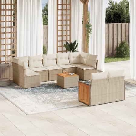 Juego de sofás jardín con cojines beige 10 pzas ratán sintético de , Conjuntos de jardín - Ref: Foro24-3260378, Precio: 701,7...