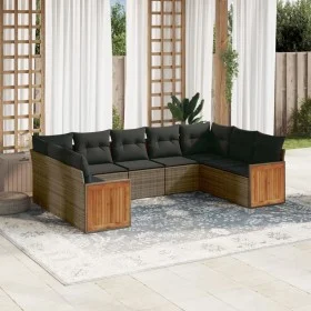 9-piece garden furniture set and gray synthetic rattan cushions by , Garden sets - Ref: Foro24-3260359, Price: 579,64 €, Disc...