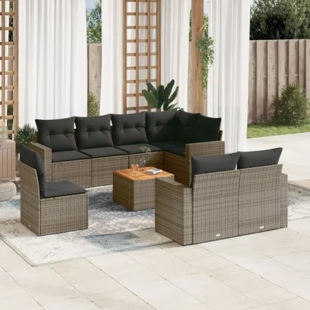 9-piece garden furniture set and gray synthetic rattan cushions by , Garden sets - Ref: Foro24-3224219, Price: 559,66 €, Disc...