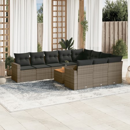 11-teiliges Gartensofa-Set und graue synthetische Rattankissen von , Modulare Sofas für den Außenbereich - Ref: Foro24-322430...