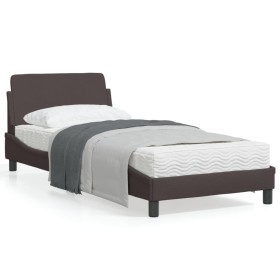 Bettgestell aus dunkelbraunem Stoff mit Kopfteil 90x200 cm von , Betten und Lattenroste - Ref: Foro24-373108, Preis: 112,98 €...