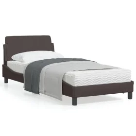 Dark brown fabric bed frame with headboard 90x200 cm by , Beds and slatted bases - Ref: Foro24-373108, Price: 110,15 €, Disco...