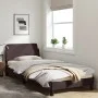 Estructura de cama con cabecero de tela marrón oscuro 90x200 cm de , Camas y somieres - Ref: Foro24-373108, Precio: 111,26 €,...