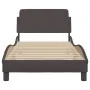 Estructura de cama con cabecero de tela marrón oscuro 90x200 cm de , Camas y somieres - Ref: Foro24-373108, Precio: 111,26 €,...