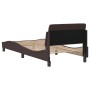 Dark brown fabric bed frame with headboard 90x200 cm by , Beds and slatted bases - Ref: Foro24-373108, Price: 112,98 €, Disco...