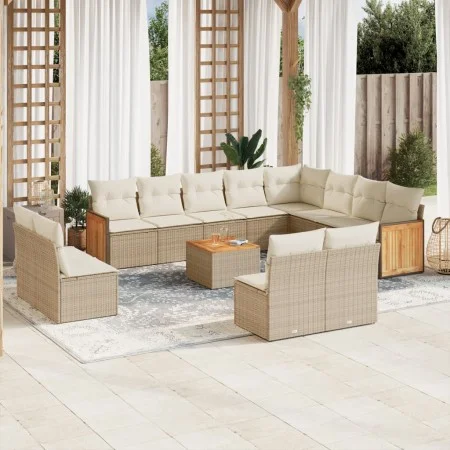 Garden sofa set with cushions 13 pieces beige synthetic rattan by , Garden sets - Ref: Foro24-3260560, Price: 878,63 €, Disco...
