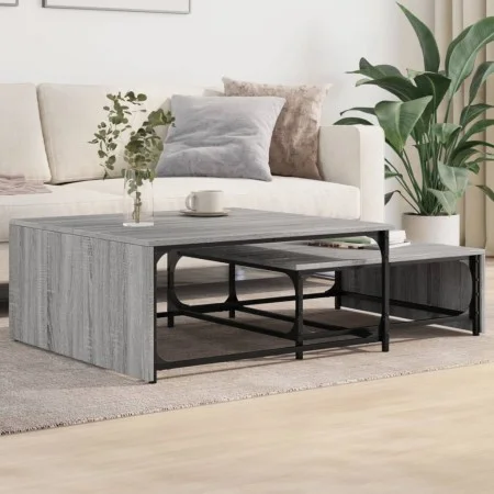Stackable coffee tables 2 pieces wood and gray metal Sonoma by , Coffee table - Ref: Foro24-845334, Price: 79,93 €, Discount: %