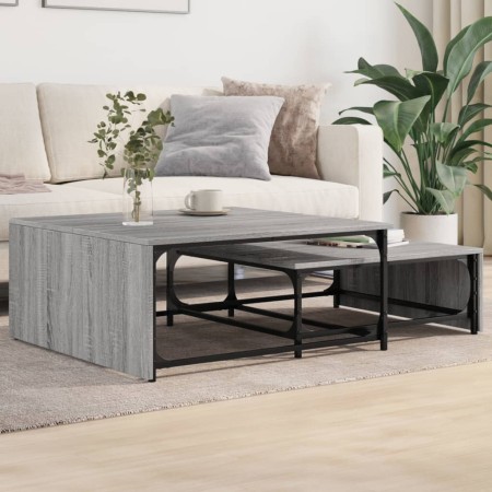 Stapelbare Couchtische 2 Stück aus Holz und grauem Metall Sonoma von , Couchtisch - Ref: Foro24-845334, Preis: 80,92 €, Rabat...