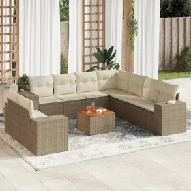 Gartensofa-Set mit beigen Kissen, 10-teilig, synthetisches Rattan von , Gartensets - Ref: Foro24-3225512, Preis: 738,52 €, Ra...
