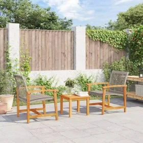 3-Piece Gray PE Rattan and Acacia Wood Bistro Set by , Modular outdoor sofas - Ref: Foro24-367602, Price: 145,12 €, Discount: %