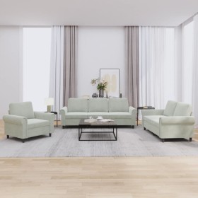 Juego de sofás con cojines 3 piezas terciopelo gris claro de , Sofás - Ref: Foro24-3202170, Precio: 725,33 €, Descuento: %