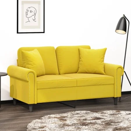 2-Sitzer-Sofa mit gelben Samtkissen 120 cm von , Sofas - Ref: Foro24-3200941, Preis: 227,03 €, Rabatt: %