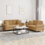 Brown velvet 2-piece sofa set with cushions by , Sofas - Ref: Foro24-3202237, Price: 491,09 €, Discount: %