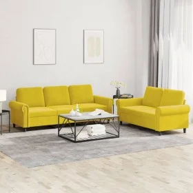 Yellow velvet 2-piece sofa set with cushions by , Sofas - Ref: Foro24-3202256, Price: 485,20 €, Discount: %